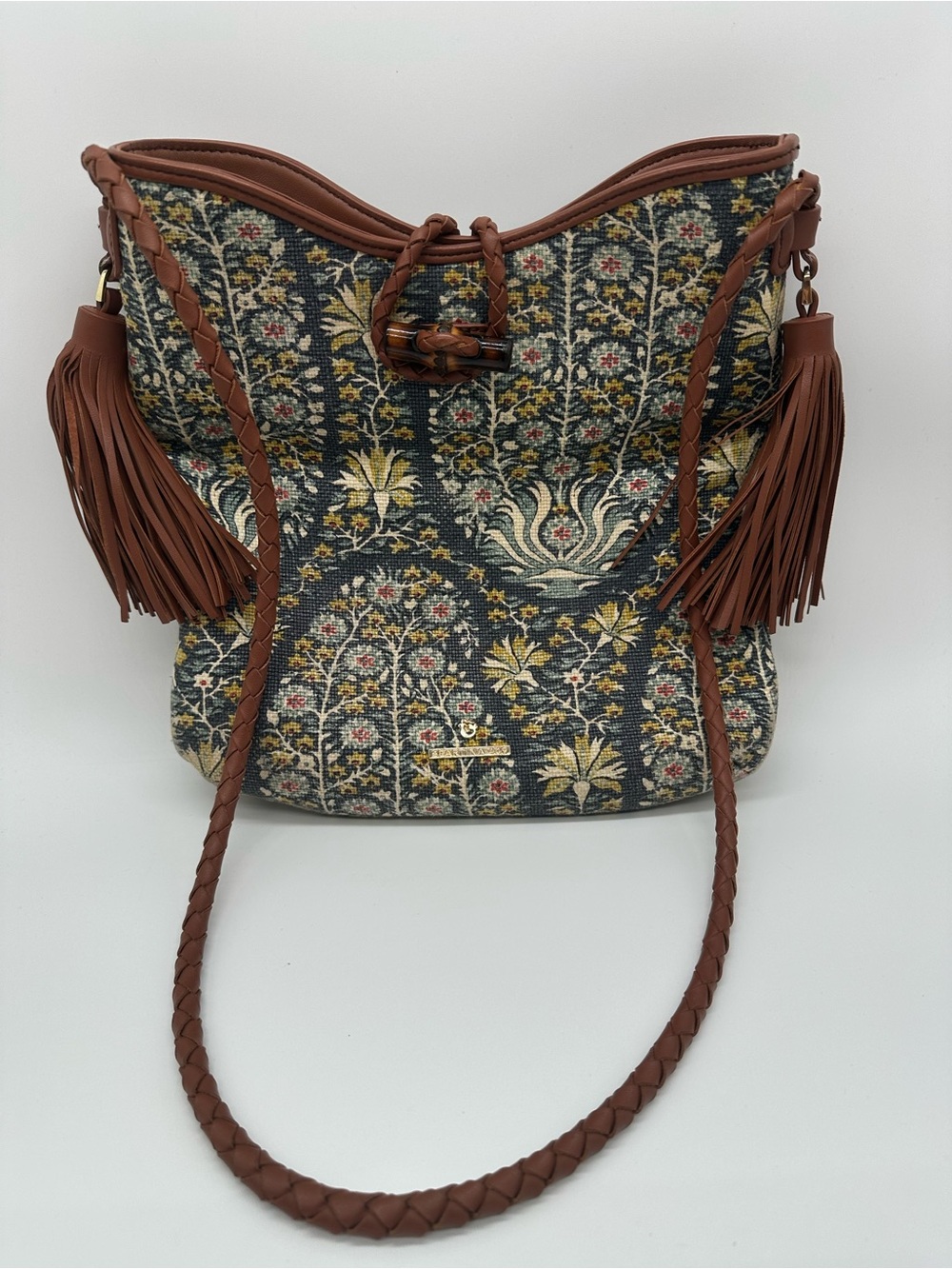 Spartina 449 Floral Tapestry Hobo with Brown Trim & Tassels